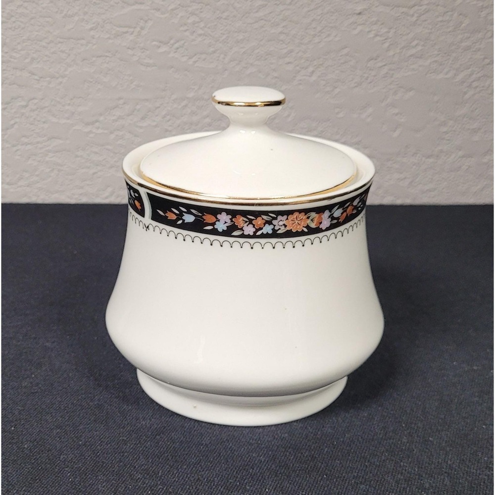 Silverie Fine China (Pattern SIV11) Sugar Bowl & Lid Vintage 1980s